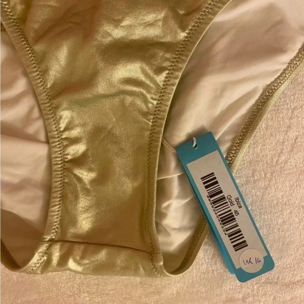 MELISSA ODABASH Ibiza Cut Out One Piece Swimsuit Metallic Effect Gold US M NWT - Picture 9 of 15